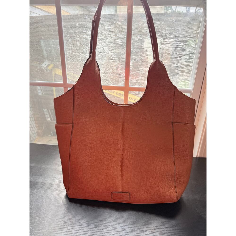 Lucky Brand Leather Tote Bag Brown Pebbled Large Shoulder Bag Boho Shopper